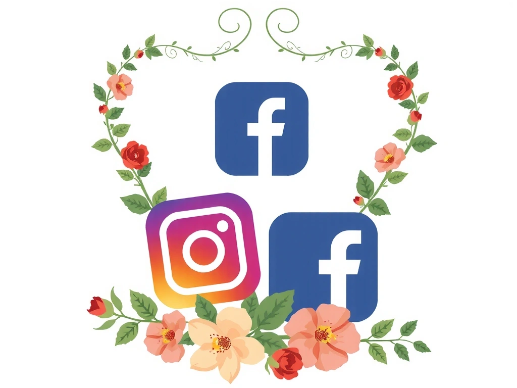 Social media icons in a natural setting